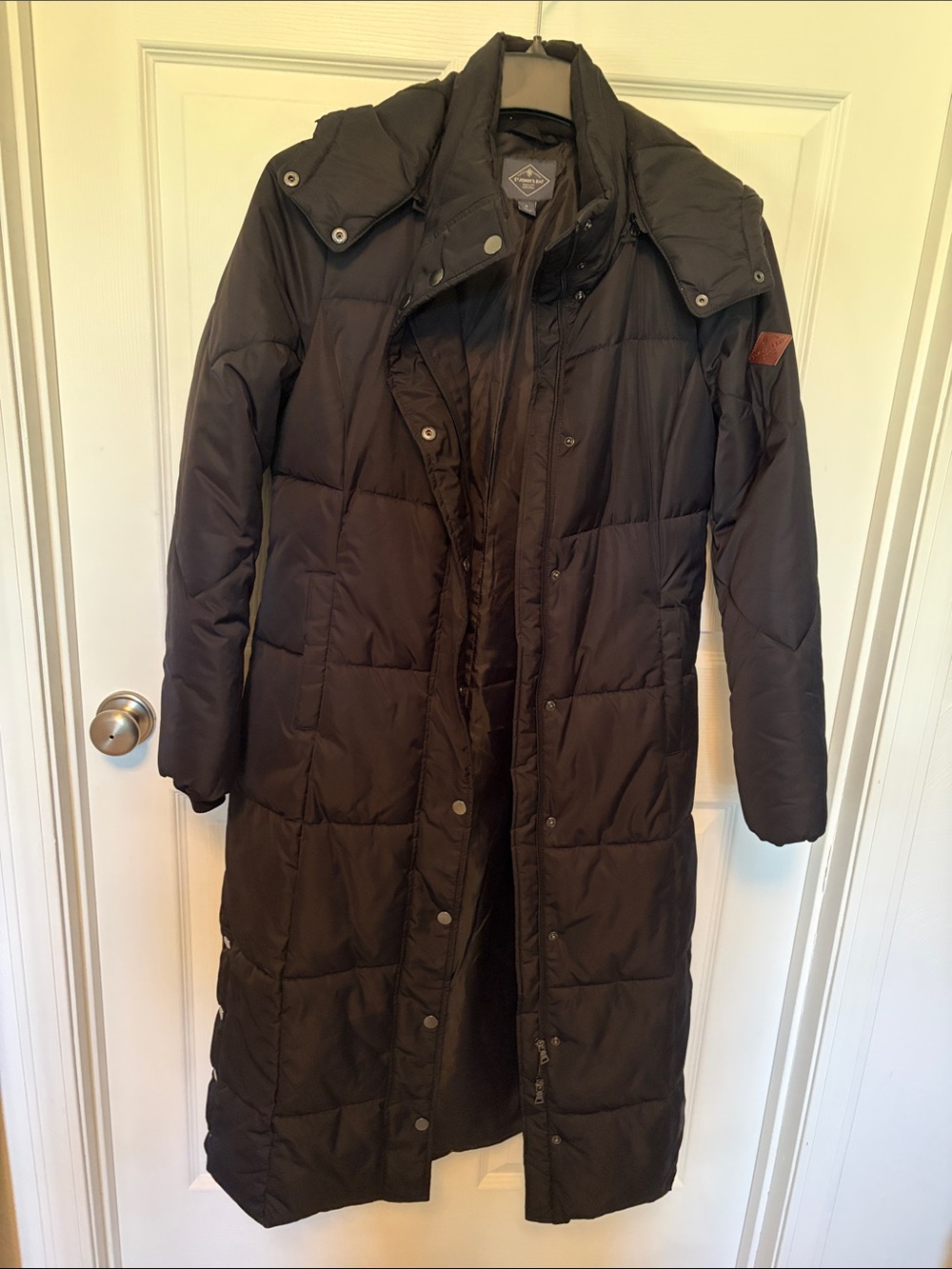 St. John's Bay Long Black Quilted Puffer Coat